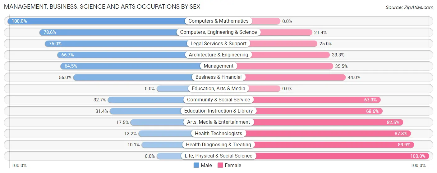 Management, Business, Science and Arts Occupations by Sex in Driggs