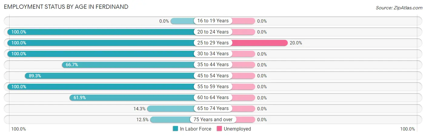 Employment Status by Age in Ferdinand