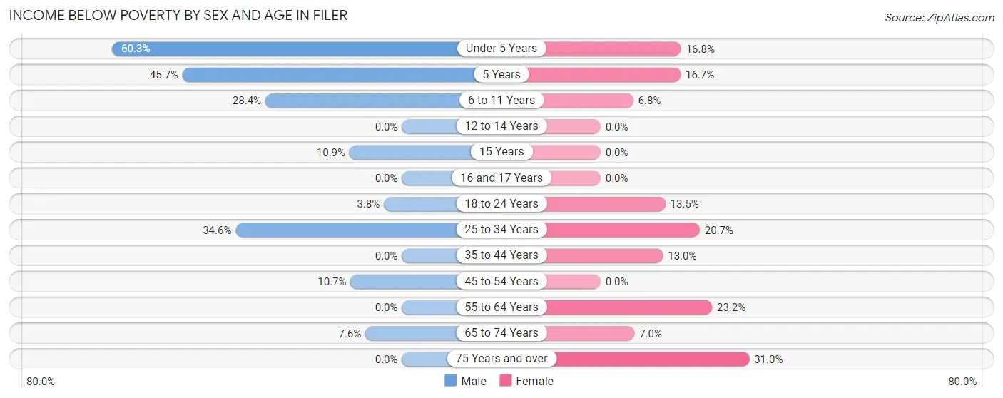 Income Below Poverty by Sex and Age in Filer