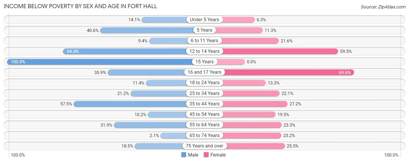 Income Below Poverty by Sex and Age in Fort Hall