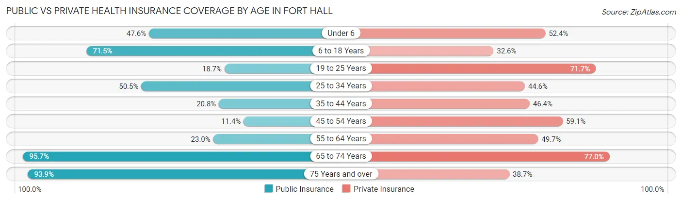 Public vs Private Health Insurance Coverage by Age in Fort Hall