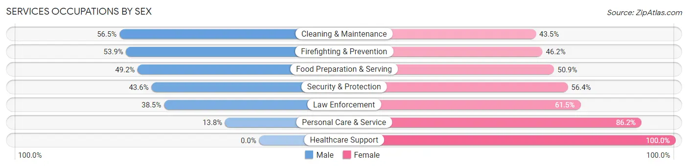 Services Occupations by Sex in Fort Hall