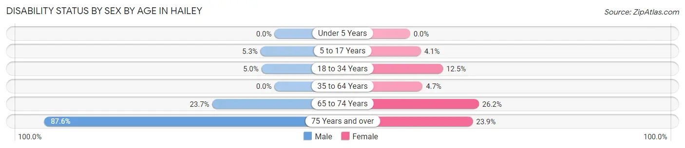 Disability Status by Sex by Age in Hailey