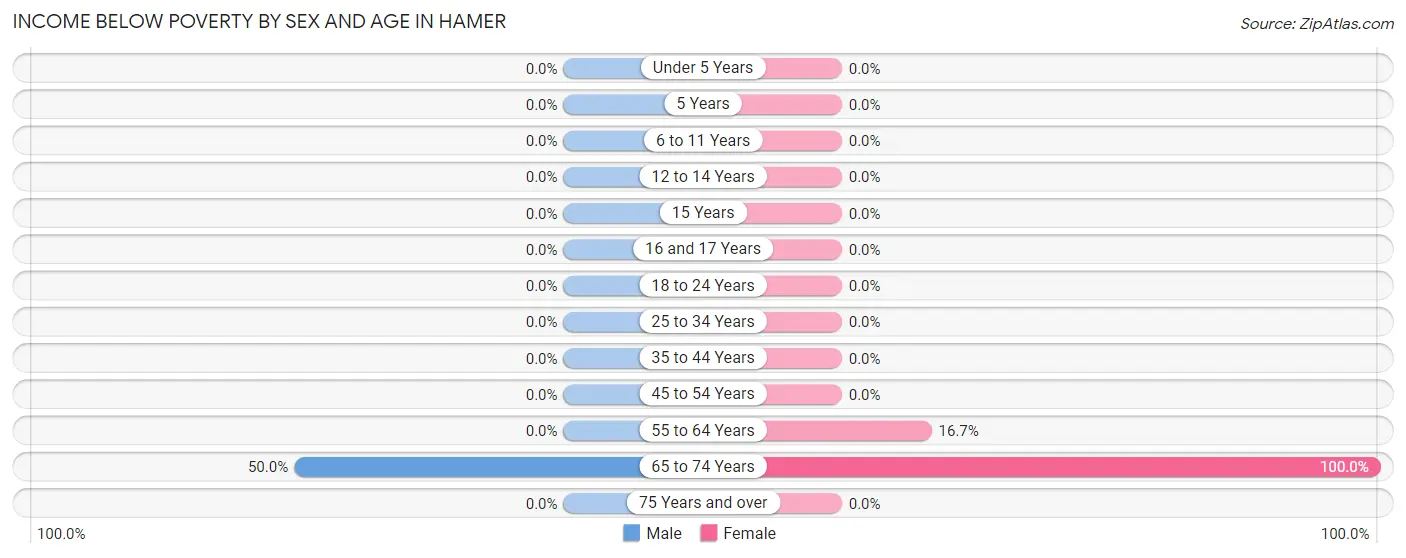 Income Below Poverty by Sex and Age in Hamer