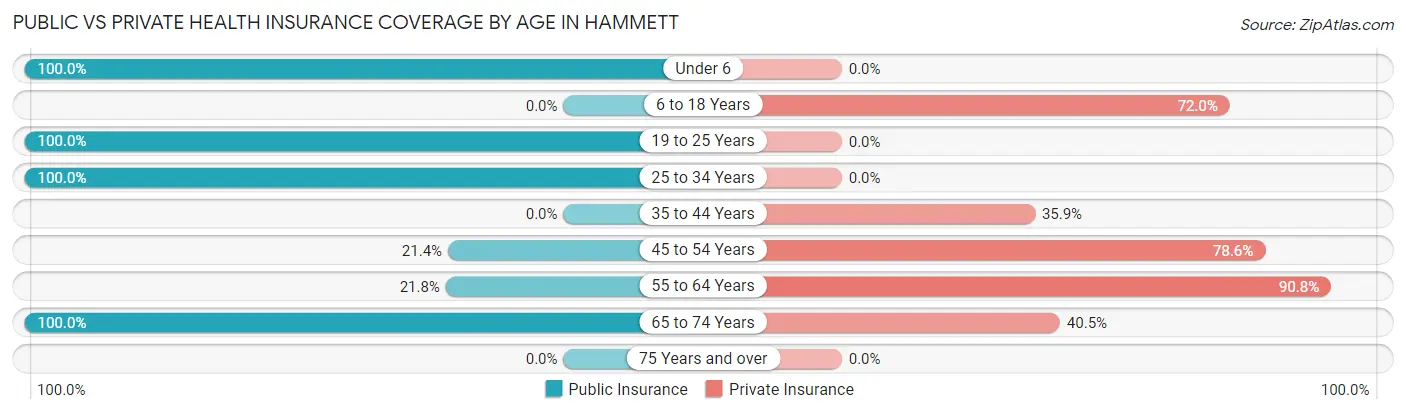 Public vs Private Health Insurance Coverage by Age in Hammett