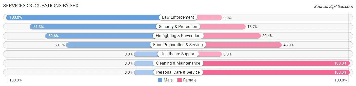 Services Occupations by Sex in Hidden Springs