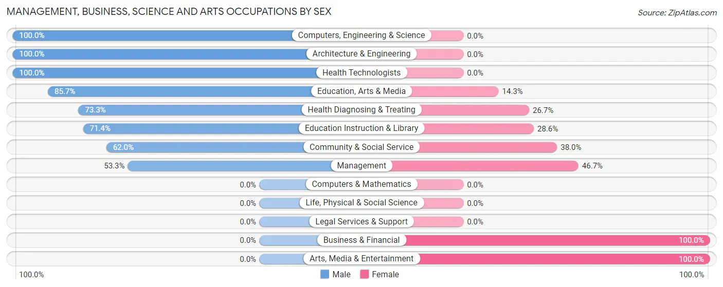 Management, Business, Science and Arts Occupations by Sex in Inkom