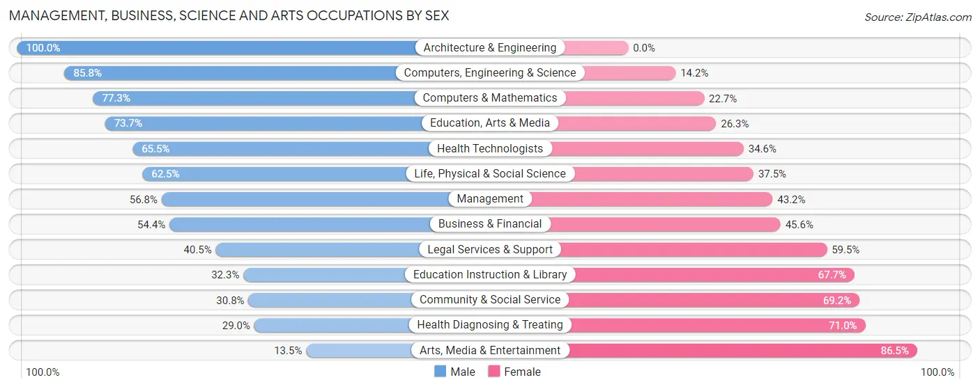 Management, Business, Science and Arts Occupations by Sex in Jerome