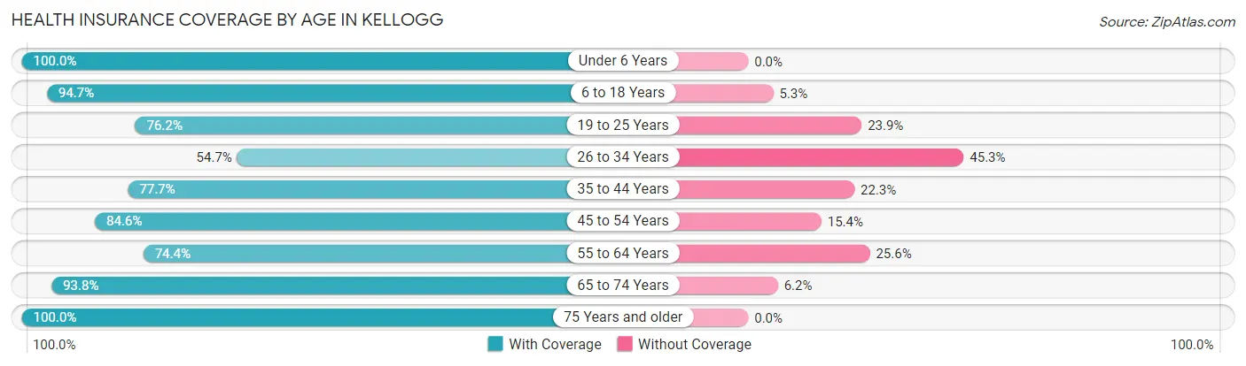 Health Insurance Coverage by Age in Kellogg