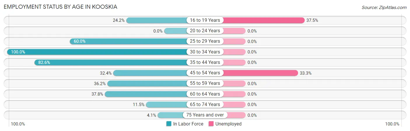 Employment Status by Age in Kooskia