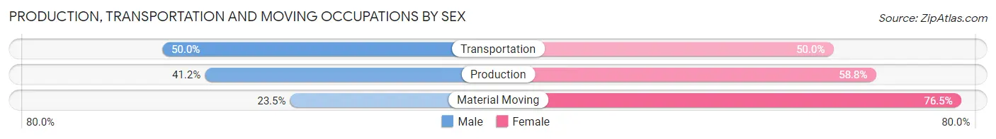 Production, Transportation and Moving Occupations by Sex in Kootenai