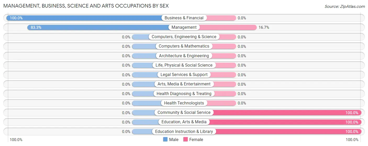 Management, Business, Science and Arts Occupations by Sex in Leadore