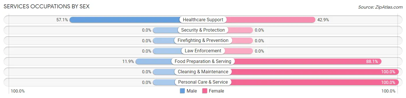 Services Occupations by Sex in Mountain Home AFB