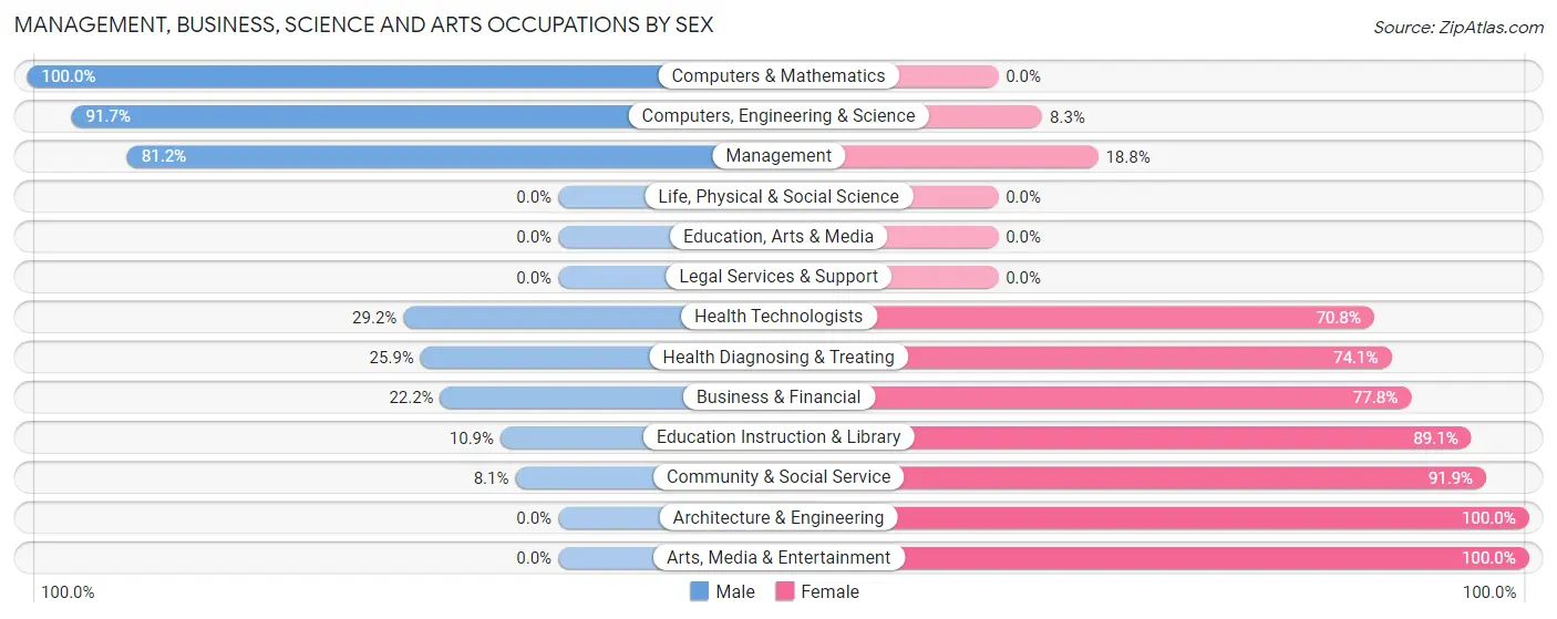 Management, Business, Science and Arts Occupations by Sex in New Plymouth
