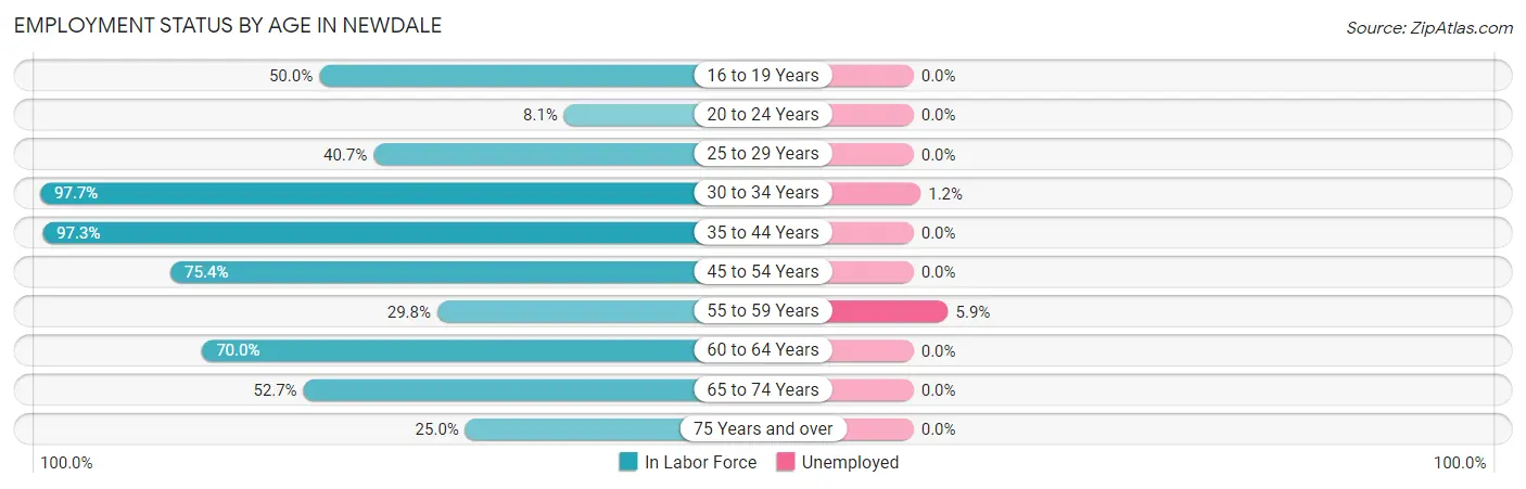 Employment Status by Age in Newdale
