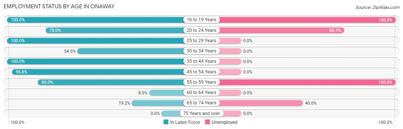 Employment Status by Age in Onaway
