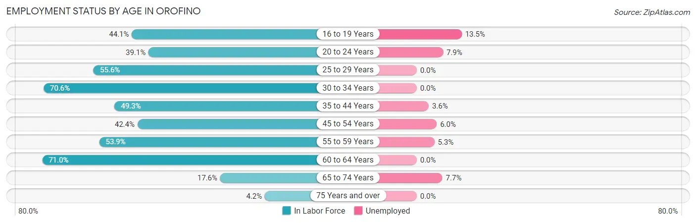 Employment Status by Age in Orofino