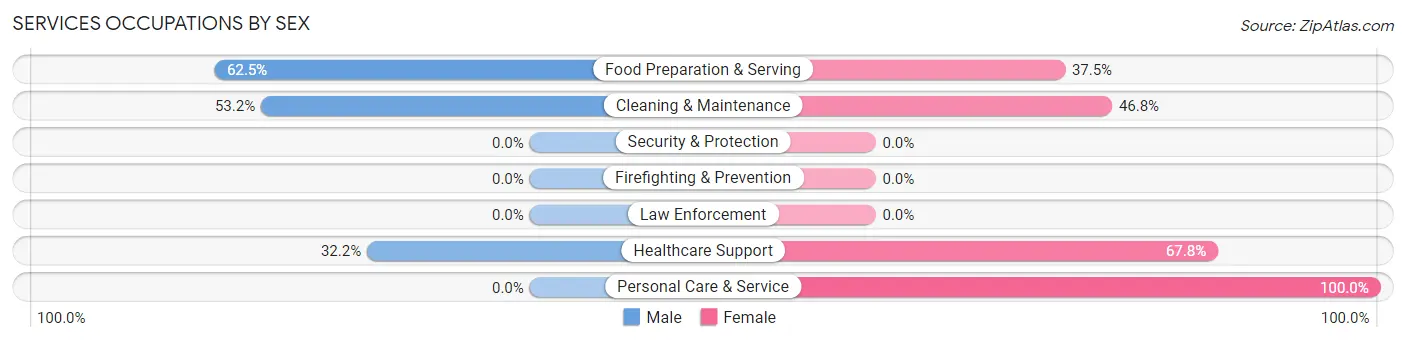 Services Occupations by Sex in Paul