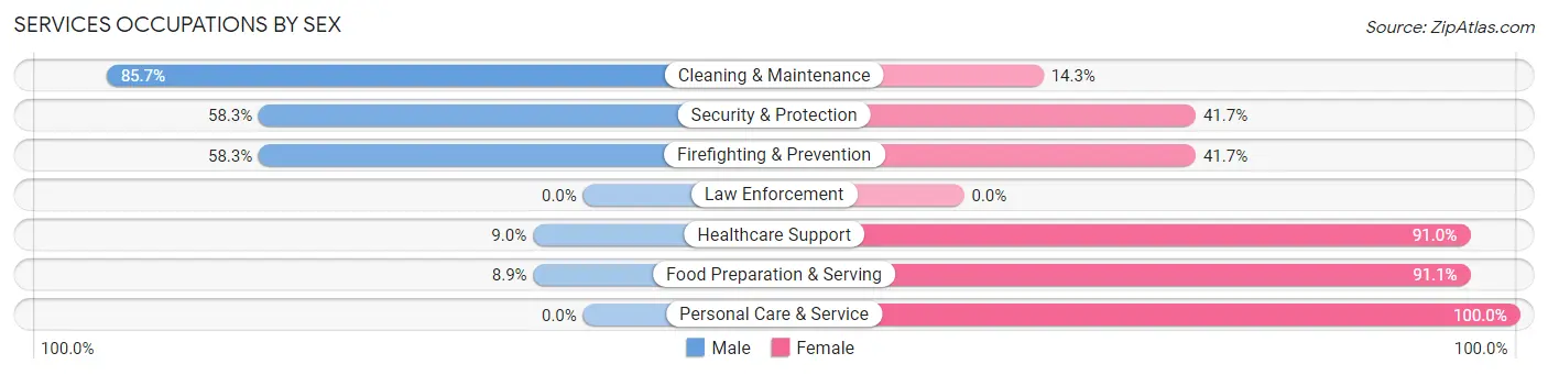 Services Occupations by Sex in Rathdrum