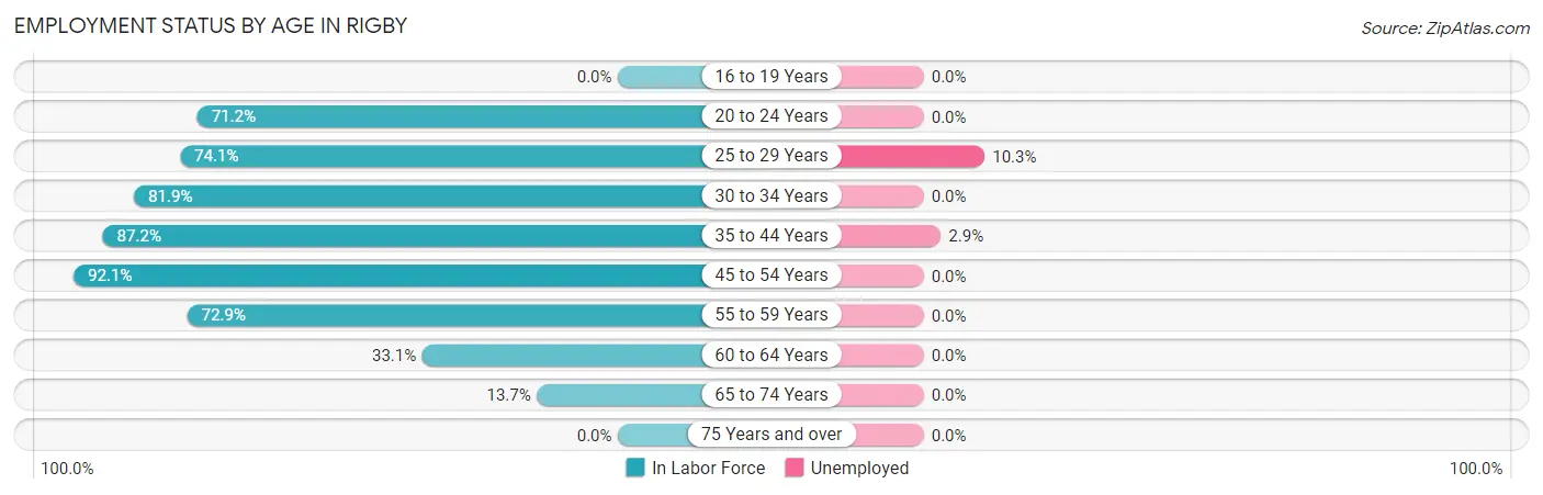 Employment Status by Age in Rigby