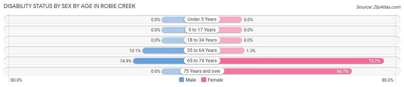 Disability Status by Sex by Age in Robie Creek
