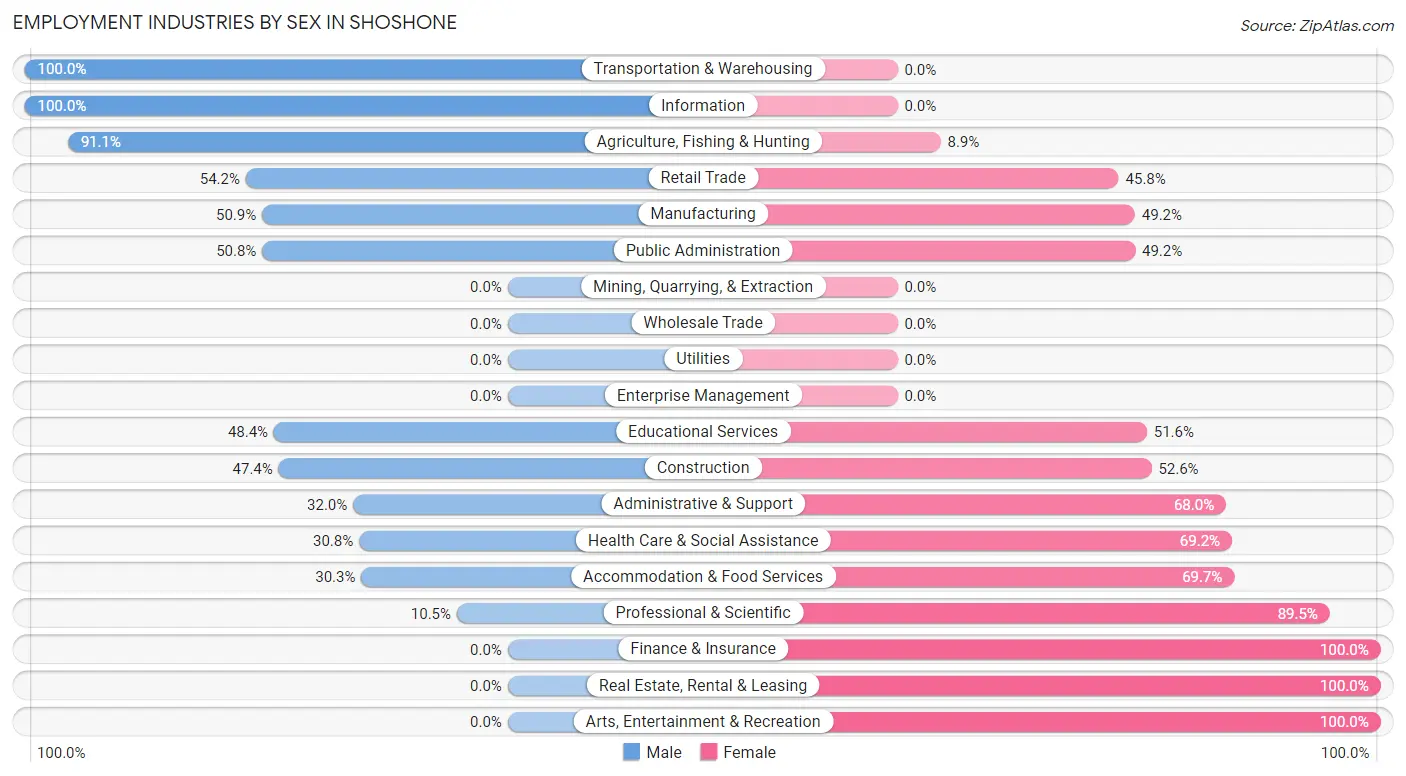 Employment Industries by Sex in Shoshone