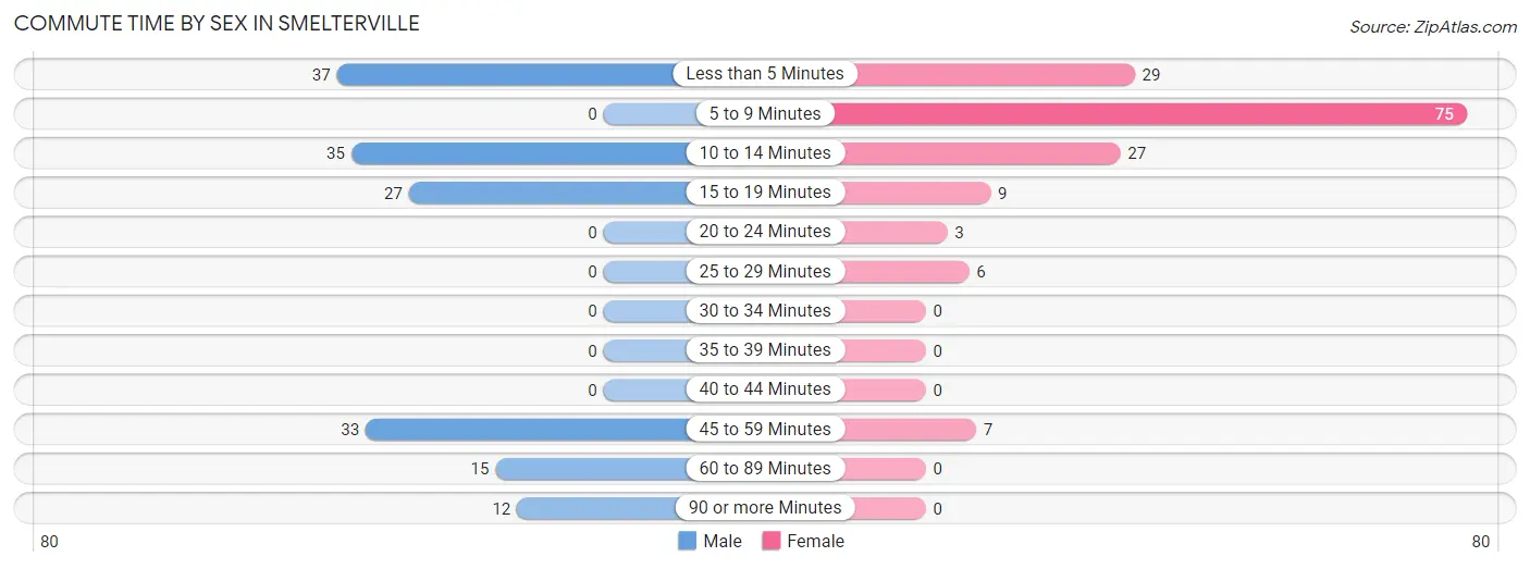 Commute Time by Sex in Smelterville