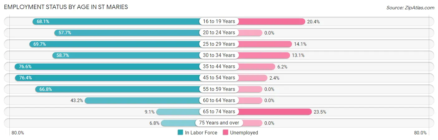Employment Status by Age in St Maries