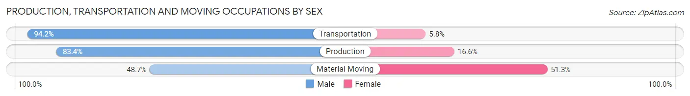 Production, Transportation and Moving Occupations by Sex in Twin Falls