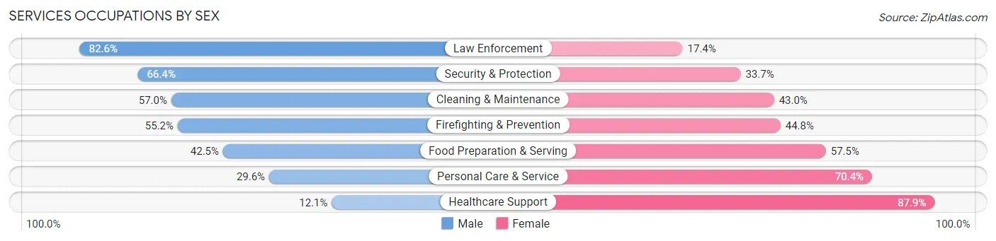 Services Occupations by Sex in Twin Falls
