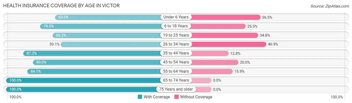 Health Insurance Coverage by Age in Victor