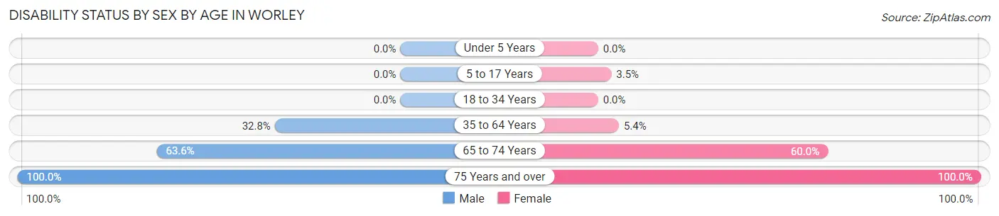 Disability Status by Sex by Age in Worley