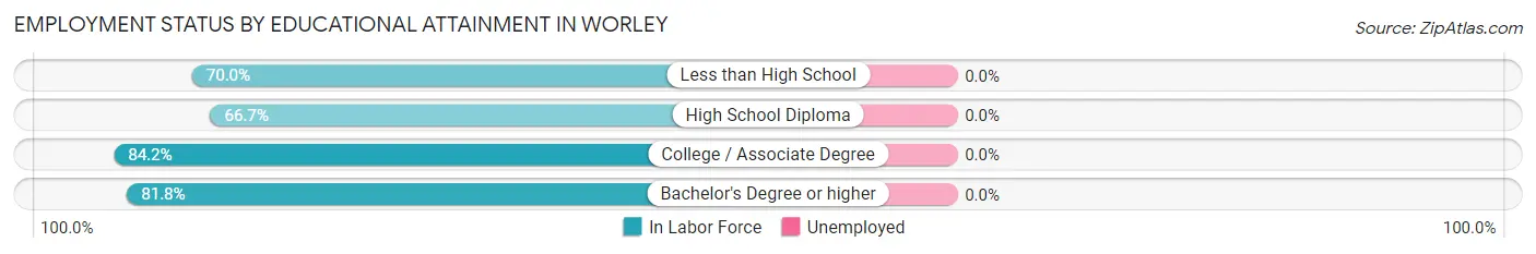 Employment Status by Educational Attainment in Worley