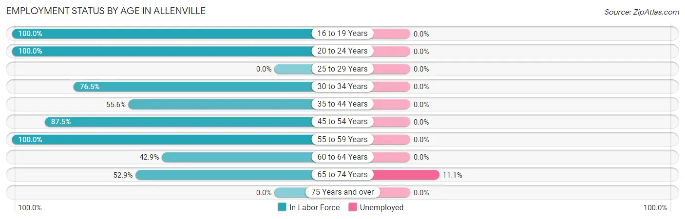 Employment Status by Age in Allenville