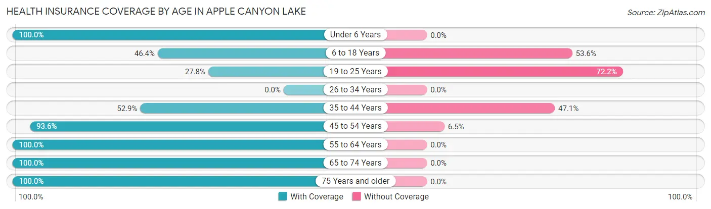 Health Insurance Coverage by Age in Apple Canyon Lake