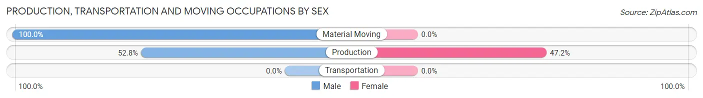 Production, Transportation and Moving Occupations by Sex in Apple Canyon Lake
