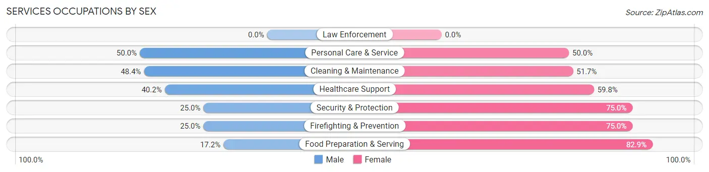 Services Occupations by Sex in Beach Park