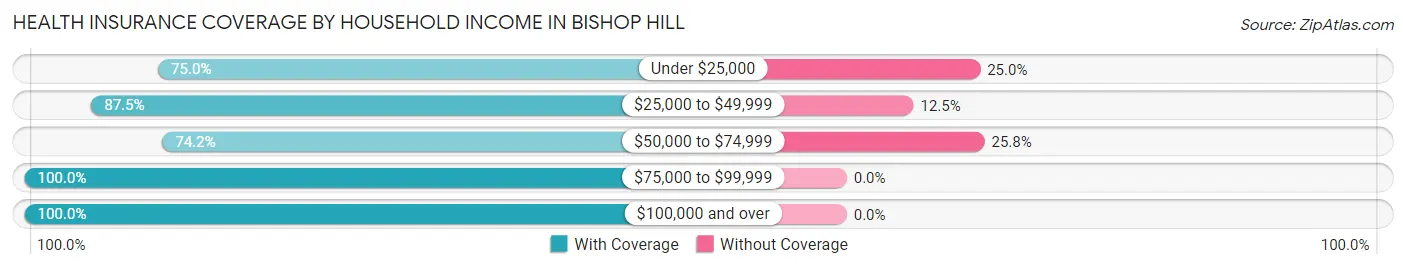 Health Insurance Coverage by Household Income in Bishop Hill