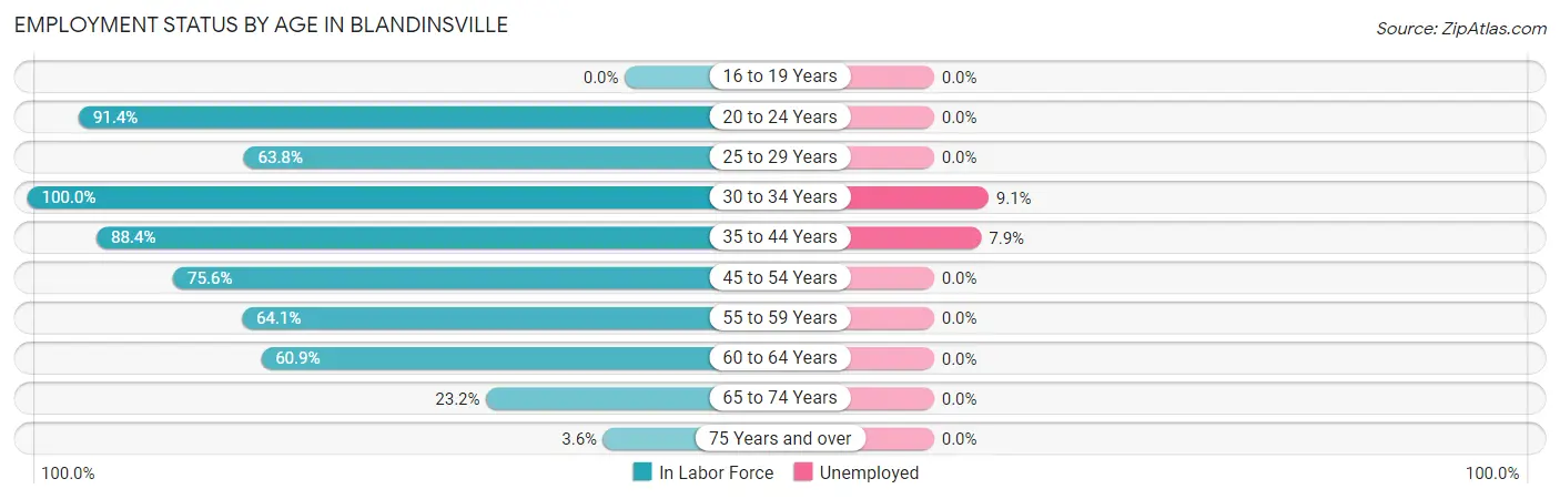 Employment Status by Age in Blandinsville