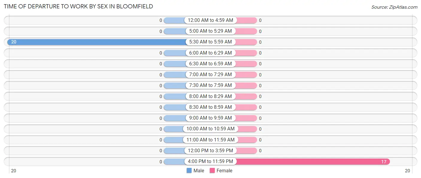 Time of Departure to Work by Sex in Bloomfield