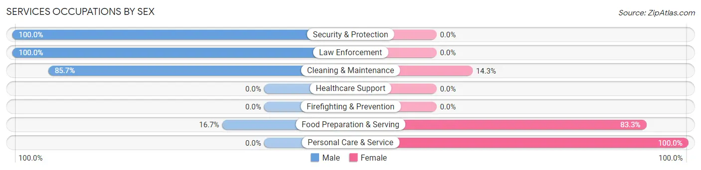 Services Occupations by Sex in Bondville