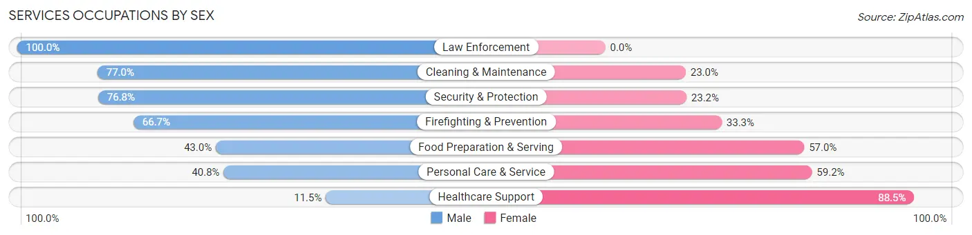 Services Occupations by Sex in Bourbonnais