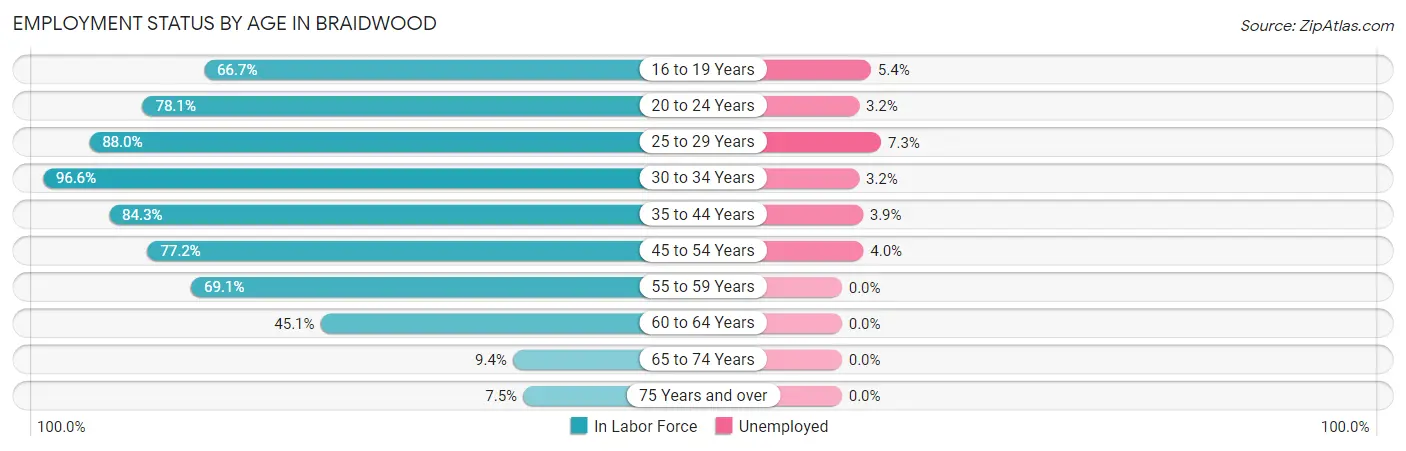 Employment Status by Age in Braidwood