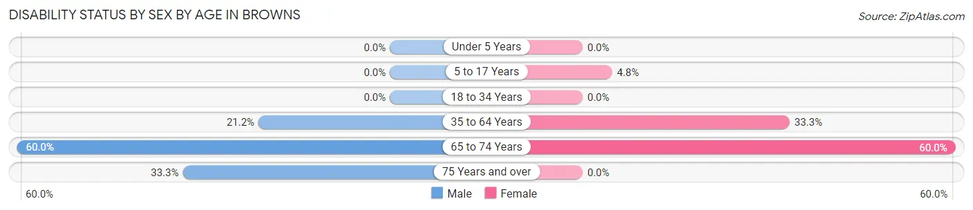 Disability Status by Sex by Age in Browns