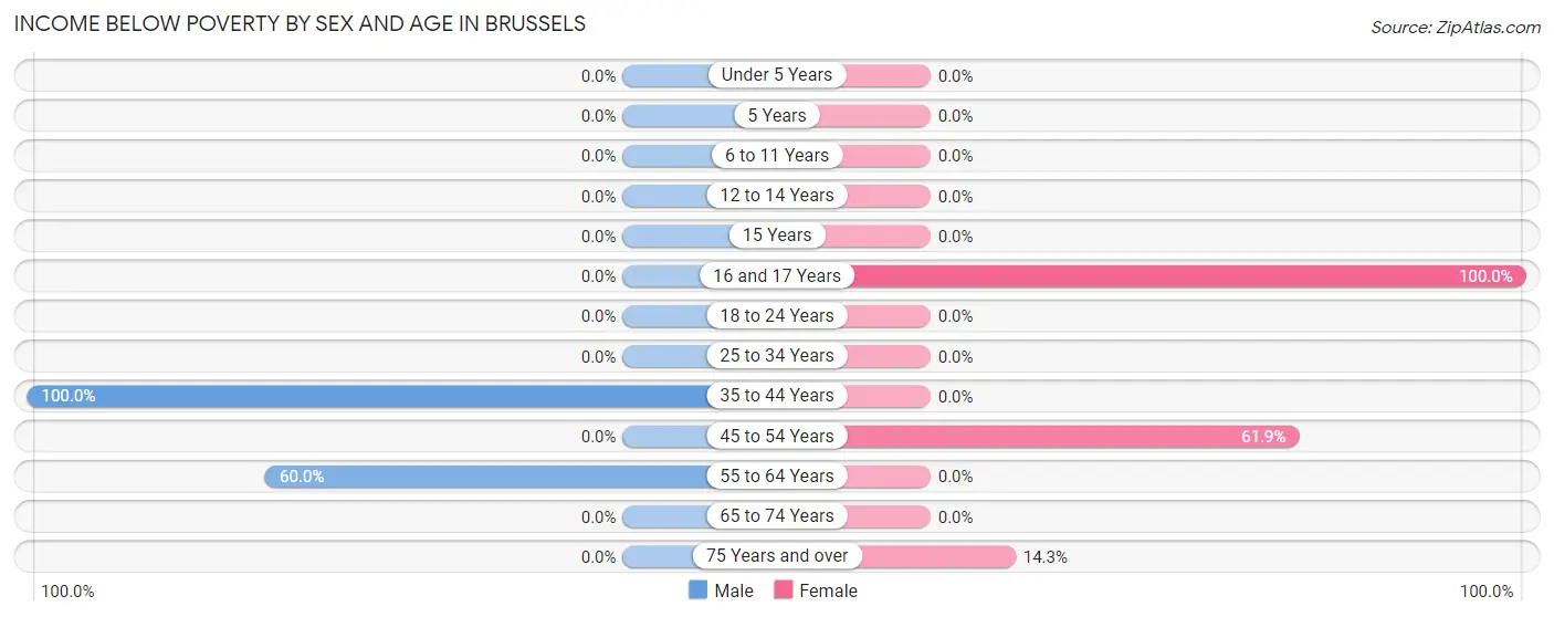 Income Below Poverty by Sex and Age in Brussels