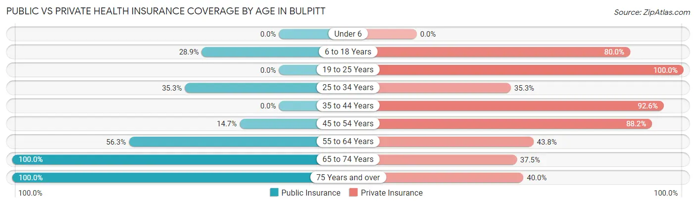 Public vs Private Health Insurance Coverage by Age in Bulpitt