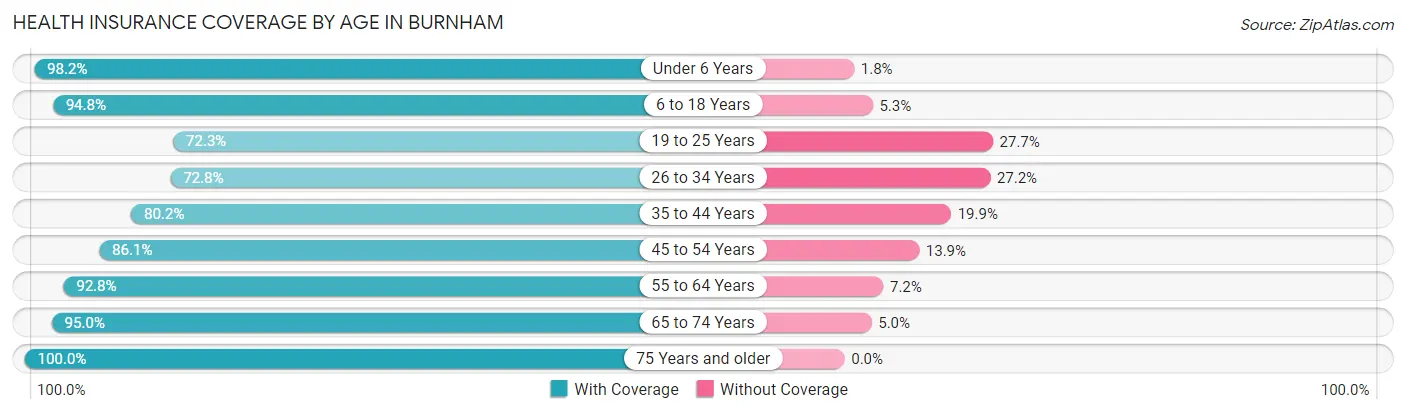 Health Insurance Coverage by Age in Burnham