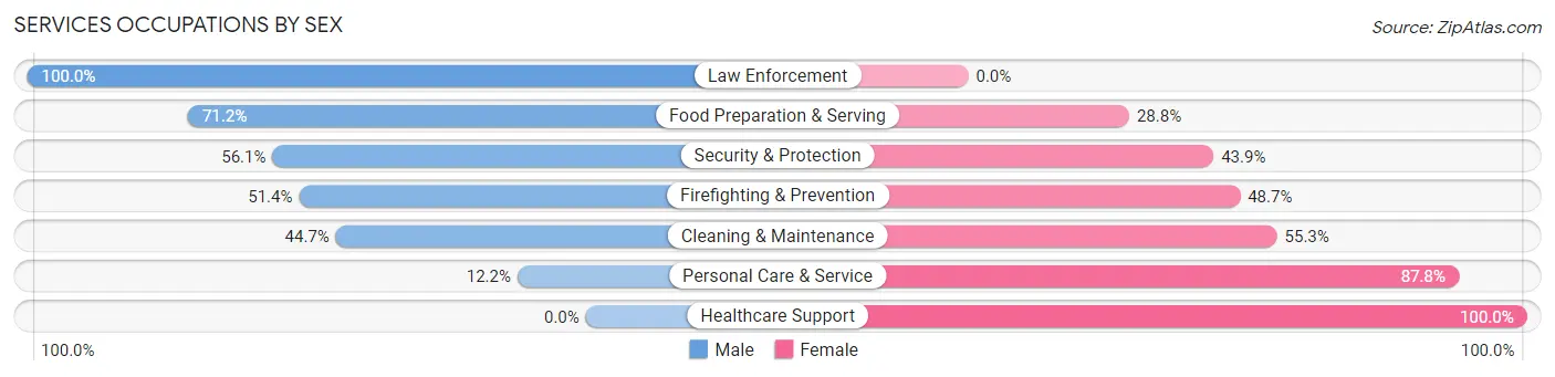 Services Occupations by Sex in Burnham