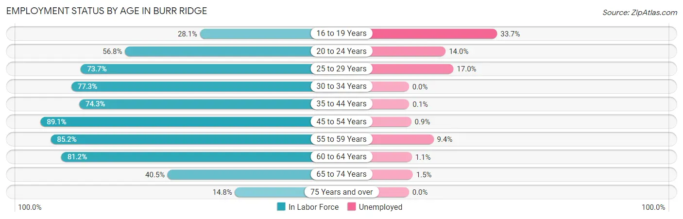 Employment Status by Age in Burr Ridge