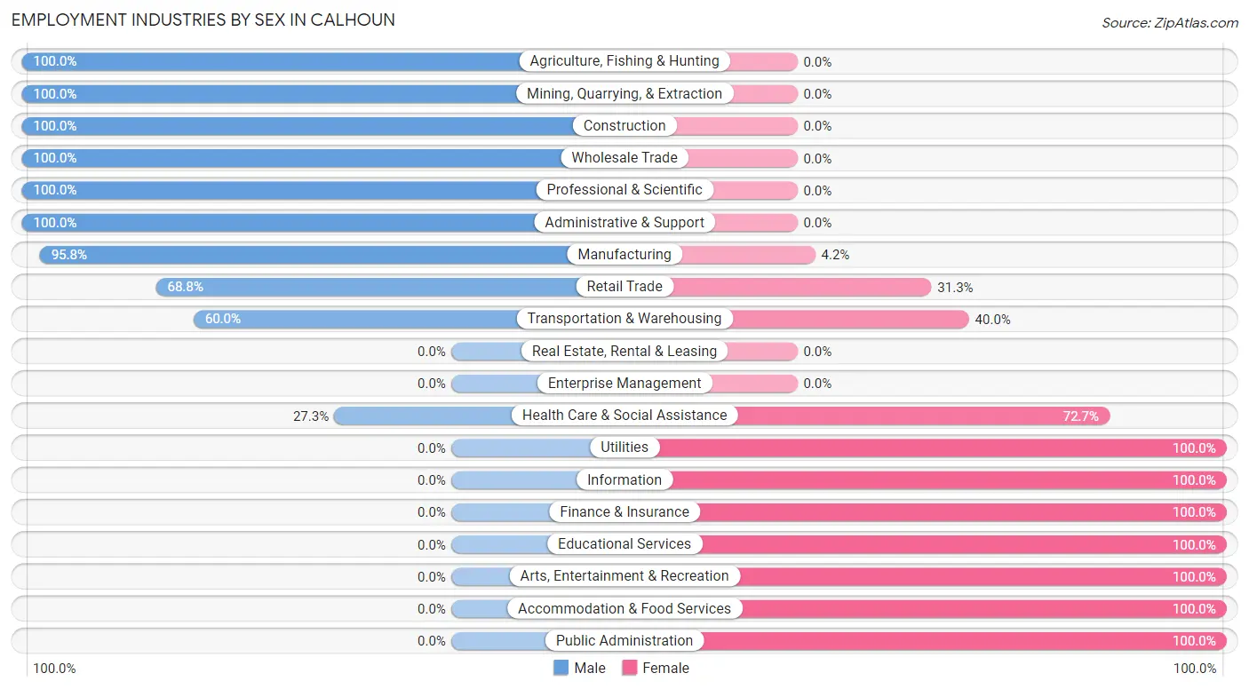 Employment Industries by Sex in Calhoun